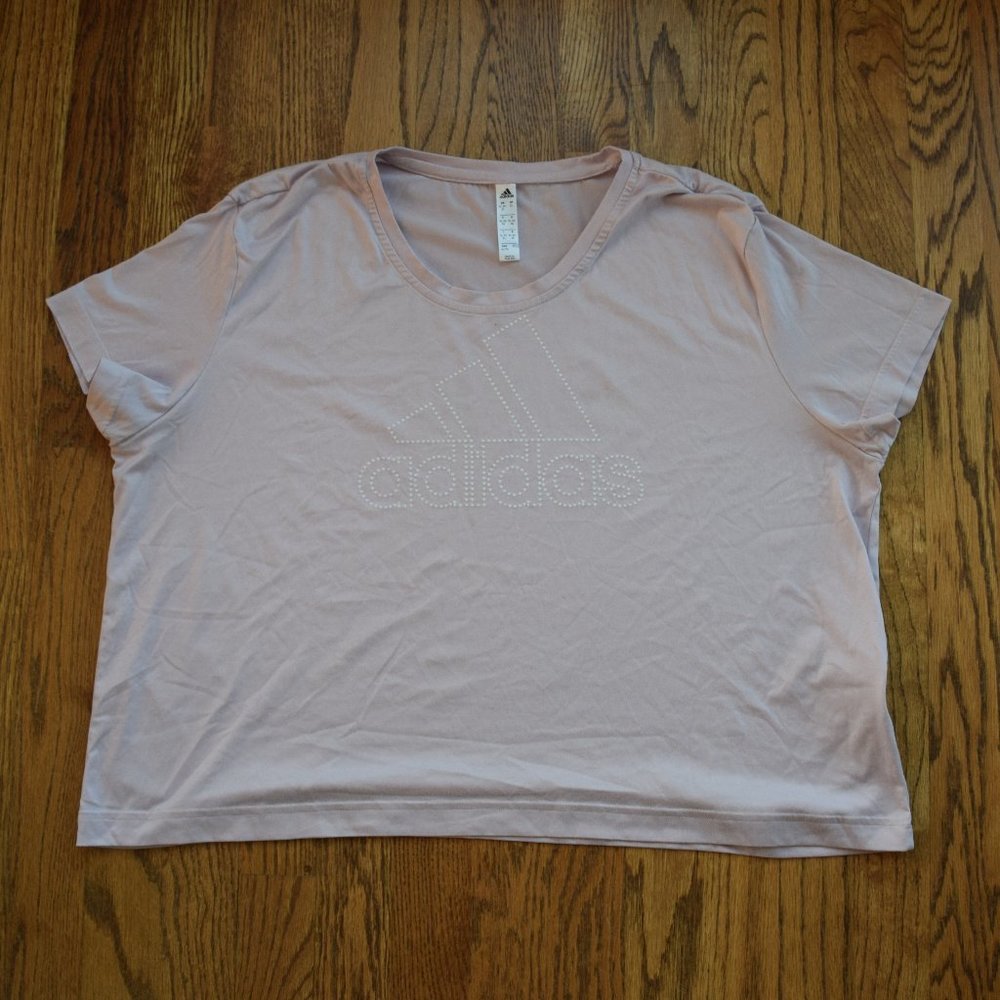 adidas Women's Pink Cropped T-Shirt, size XL